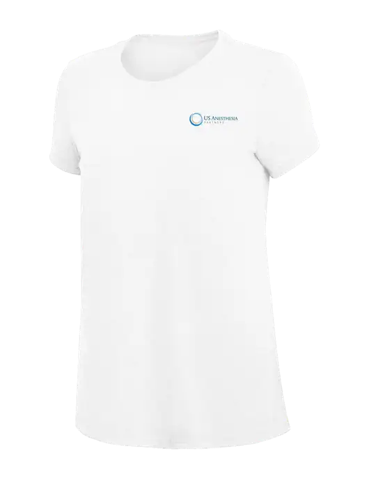 Womens Simply Soft White 4.5oz Poly/Combed Ring Spun Cotton T-Shirt
 w/US Anesthesia Partners Logo