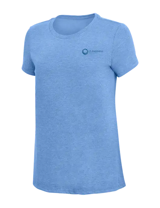 Womens Simply Soft Maritime Frost 4.5oz Poly/Combed Ring Spun Cotton T-Shirt
 w/US Anesthesia Partners Logo