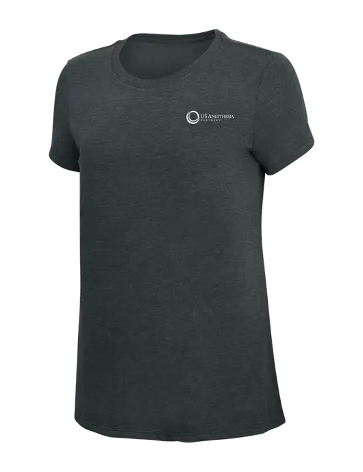Womens Simply Soft Black Frost 4.5oz Poly/Combed Ring Spun Cotton T-Shirt w/US Anesthesia Partners Logo