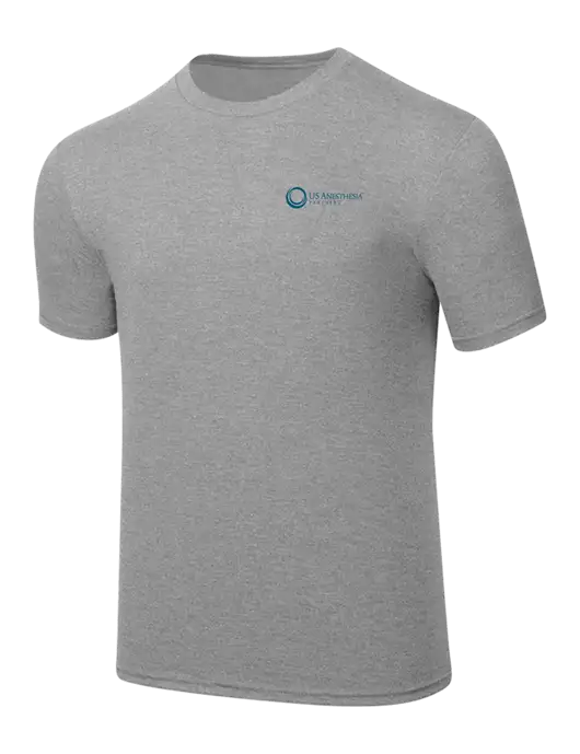 Simply Soft Heathered Light Grey 4.5oz  Poly/Combed Ring Spun Cotton T-Shirt w/US Anesthesia Partners Logo