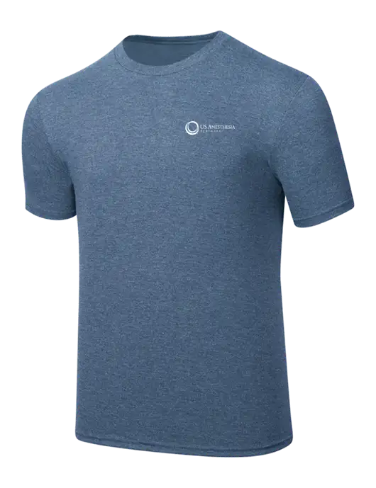 Simply Soft Light Slate Blue Heathered 4.5oz  Poly/Combed Ring Spun Cotton T-Shirt w/US Anesthesia Partners Logo