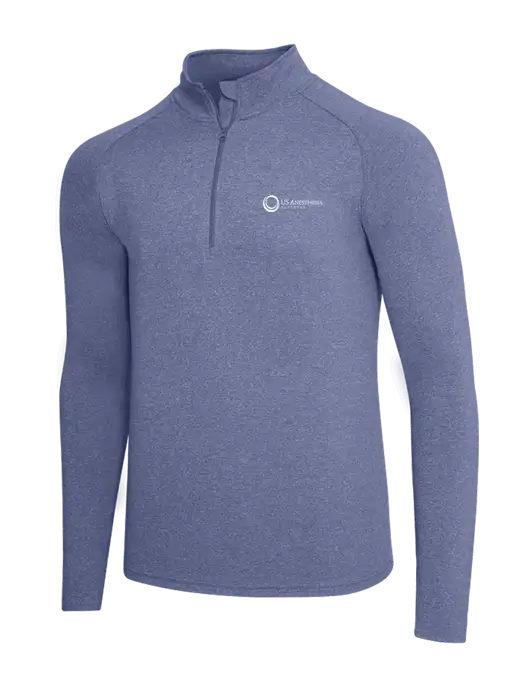 Navy Heather Sport Wick Stretch 1/4 Zip Pullover w/US Anesthesia Partners Logo