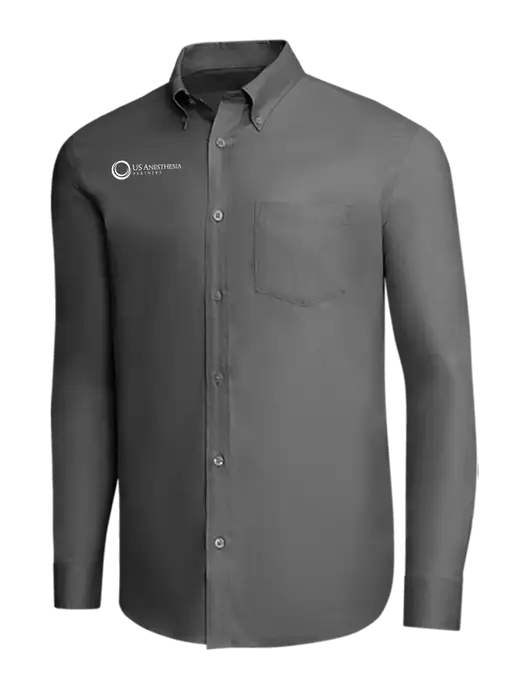 Brooks Brothers Dark Grey Wrinkle-Free Stretch Pinpoint Shirt w/US Anesthesia Partners Logo