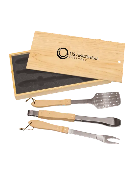 Wood BBQ Gift Set w/US Anesthesia Partners Logo