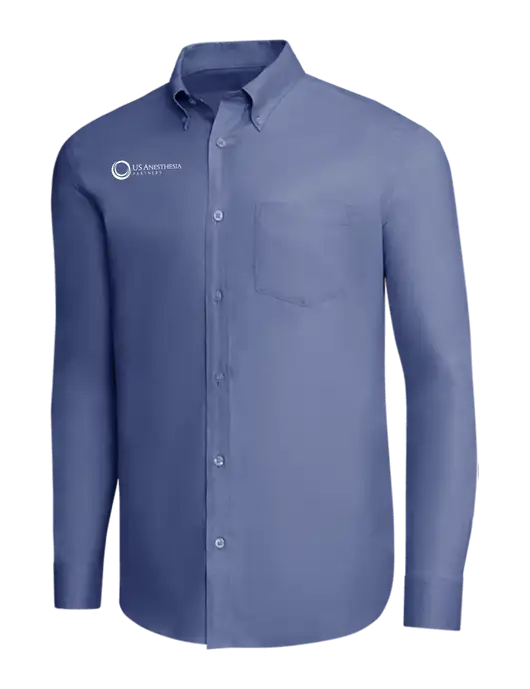 Brooks Brothers Light Navy Wrinkle-Free Stretch Pinpoint Shirt w/US Anesthesia Partners Logo