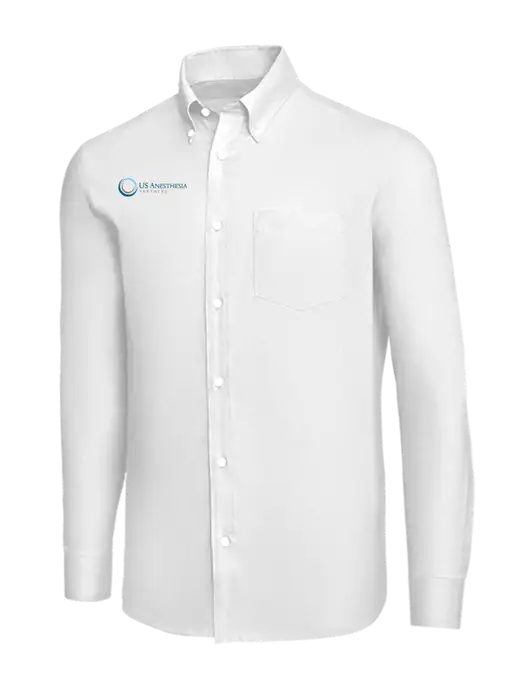 Brooks Brothers White Wrinkle-Free Stretch Nailhead Shirt w/US Anesthesia Partners Logo
