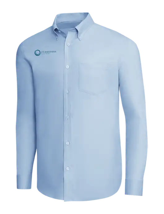 Brooks Brothers Light Blue Wrinkle-Free Stretch Pinpoint Shirt w/US Anesthesia Partners Logo