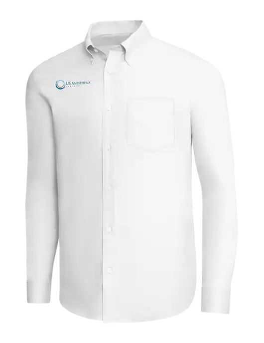 Brooks Brothers White Wrinkle-Free Stretch Pinpoint Shirt w/US Anesthesia Partners Logo