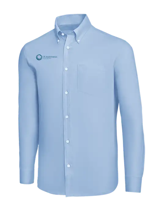 Brooks Brothers Light Blue Wrinkle-Free Stretch Nailhead Shirt w/US Anesthesia Partners Logo