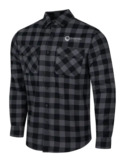 Medium Grey/Black Buffalo Check Plaid Flannel Shirt w/US Anesthesia Partners Logo