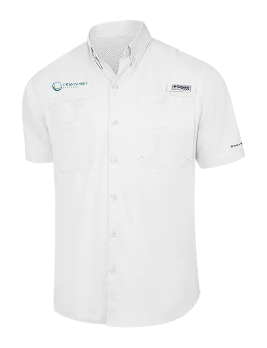 Columbia White PFG Tamiami II Short Sleeve Shirt w/US Anesthesia Partners Logo