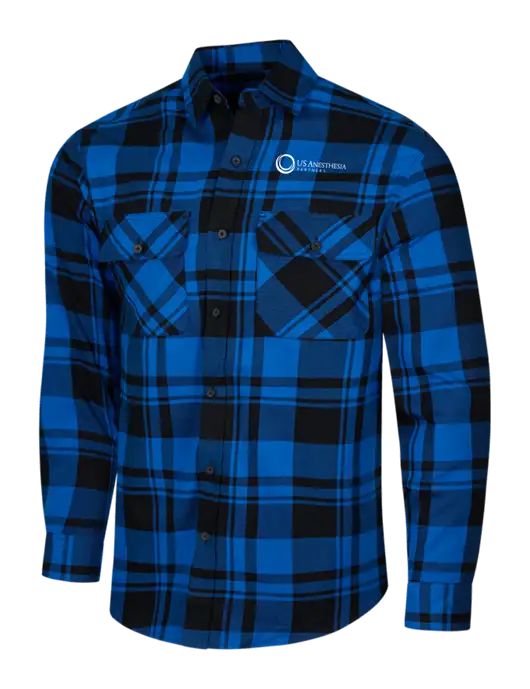 Royal/Black Plaid Flannel Shirt w/US Anesthesia Partners Logo
