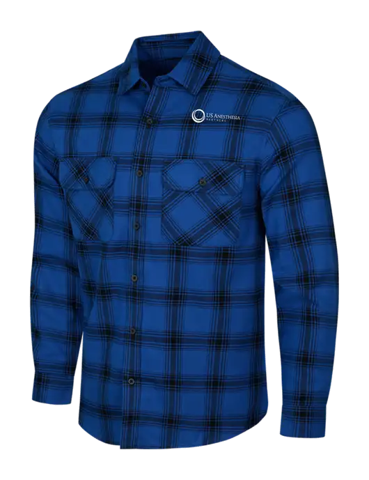 Royal/Black Open Plaid Flannel Shirt w/US Anesthesia Partners Logo