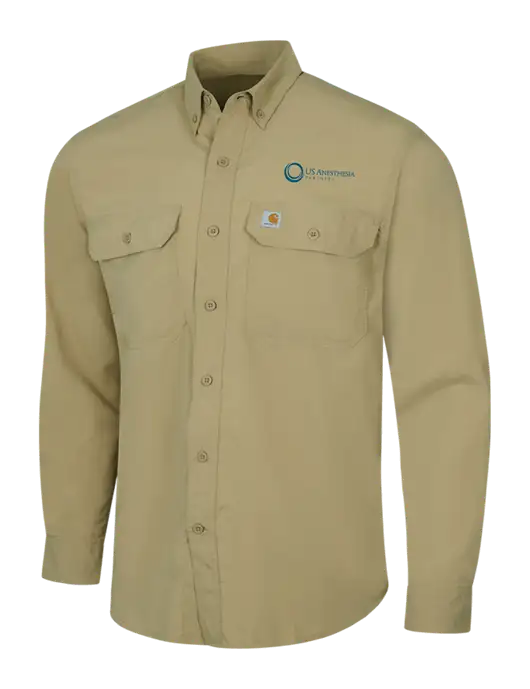 Carhartt Force Dark Tan Solid Long Sleeve Shirt w/US Anesthesia Partners Logo