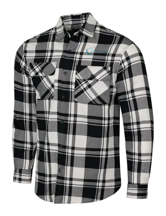 White/Black Plaid Flannel Shirt w/US Anesthesia Partners Logo