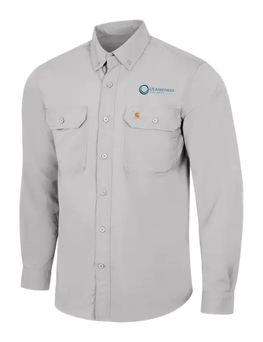 Carhartt Force Light Grey Solid Long Sleeve Shirt w/US Anesthesia Partners Logo
