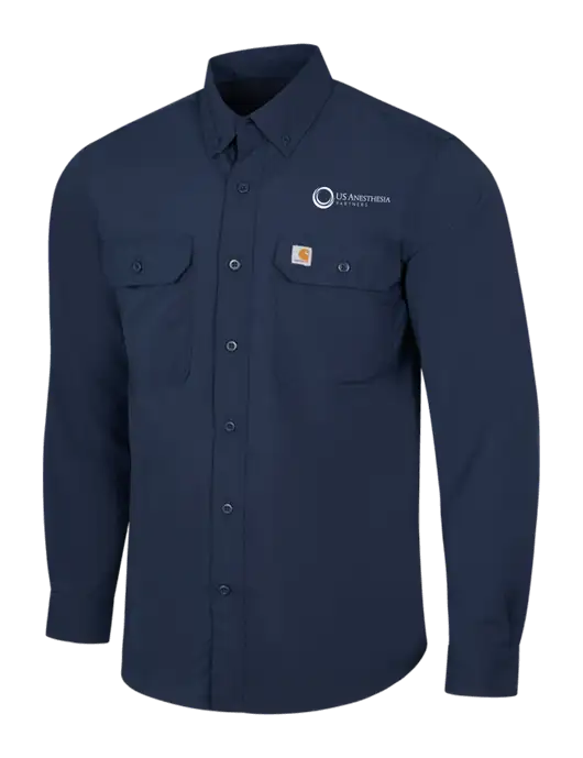 Carhartt Force Navy Long Sleeve Shirt w/US Anesthesia Partners Logo