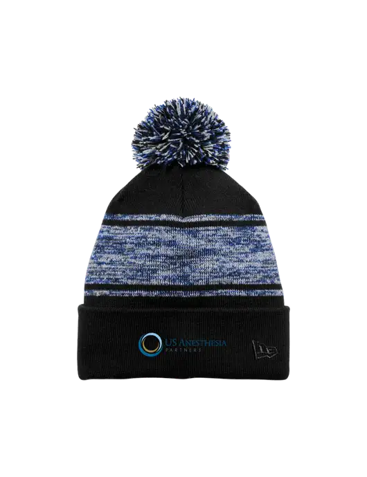 New Era Black/Royal Knit Chilled Pom Beanie w/US Anesthesia Partners Logo