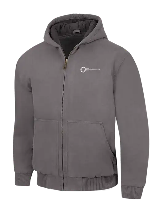 CornerStone Medium Grey Washed Duck Cloth Insulated Hooded Work Jacket w/US Anesthesia Partners Logo