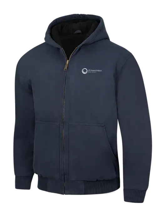 CornerStone Navy Washed Duck Cloth Insulated Hooded Work Jacket w/US Anesthesia Partners Logo