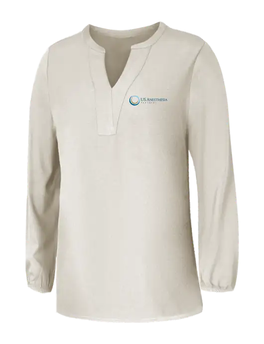 Mercer+Mettle Womens Ivory Stretch Crepe 3/4 Sleeve Blouse w/US Anesthesia Partners Logo