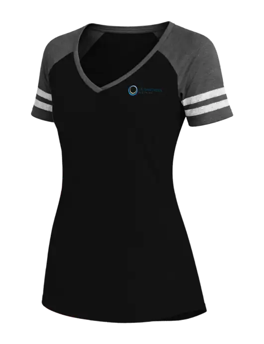 Womens Black/Charcoal Heather V-Neck Game Tee w/US Anesthesia Partners Logo