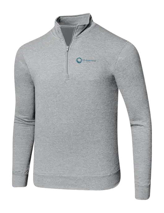 Light Heather Grey 8.5 oz Ring Spun 1/4 Zip Pullover Sweatshirt w/US Anesthesia Partners Logo