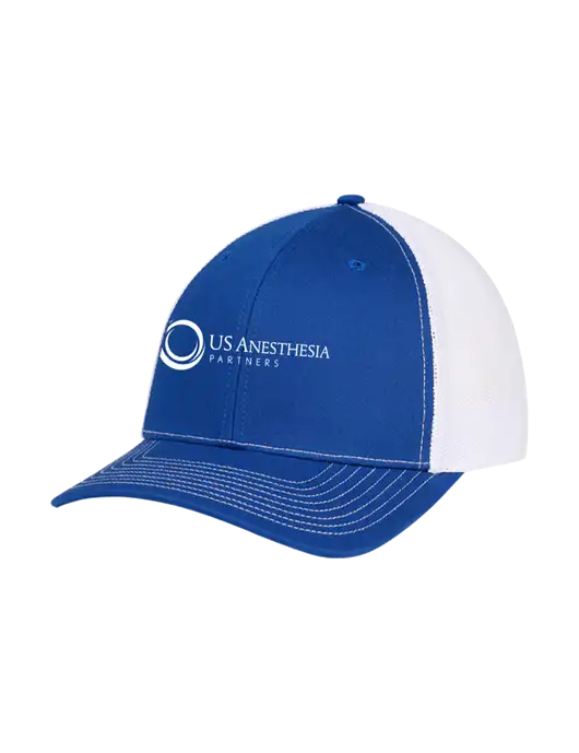 Richardson Adjustable Snapback Original 112 Trucker Cap Royal w/White Mesh w/US Anesthesia Partners Logo