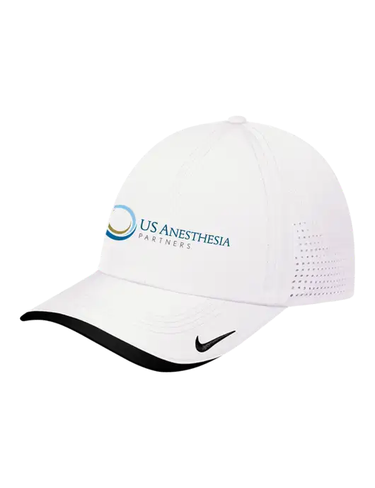 Nike White/Black Dri-FIT Perforated Performance Cap w/US Anesthesia Partners Logo