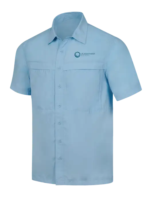Light Blue Short Sleeve UV Daybreak Shirt w/US Anesthesia Partners Logo