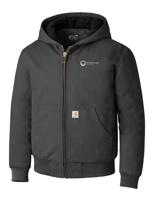 Carhartt Dark Grey Quilted-Flannel-Lined Duck Active Jacket w/US Anesthesia Partners Logo