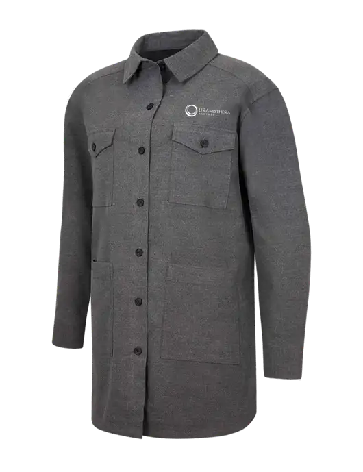 Mercer+Mettle Womens Medium Grey Heather Long Sleeve Twill Overshirt w/US Anesthesia Partners Logo