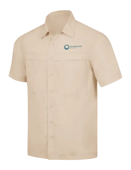 Tan Short Sleeve UV Daybreak Shirt w/US Anesthesia Partners Logo
