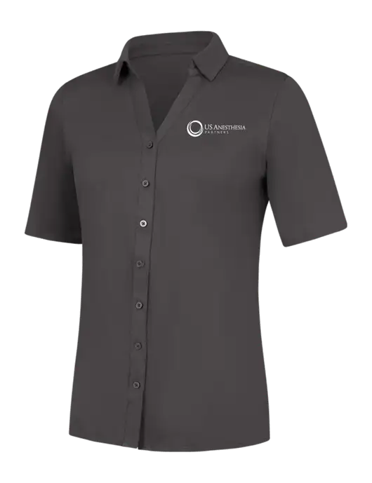 Womens Dark Grey City Stretch Top w/US Anesthesia Partners Logo