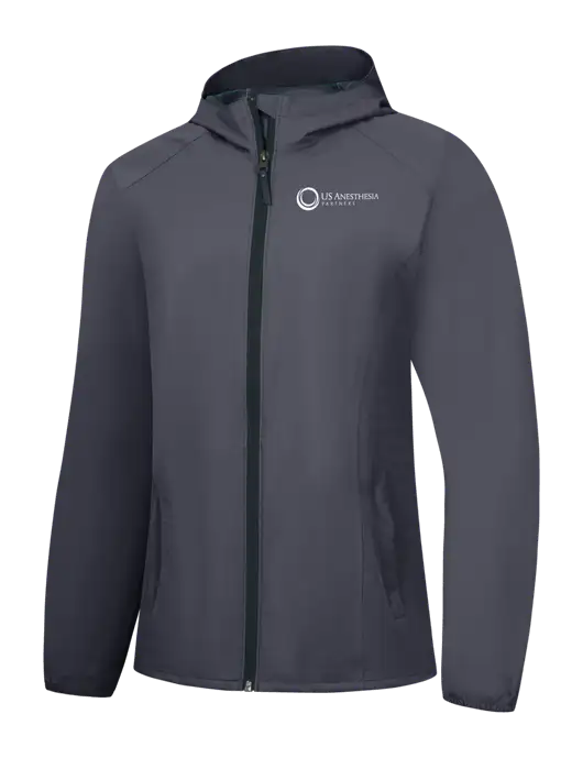 Womens Dark Grey Essential Rain Jacket w/US Anesthesia Partners Logo