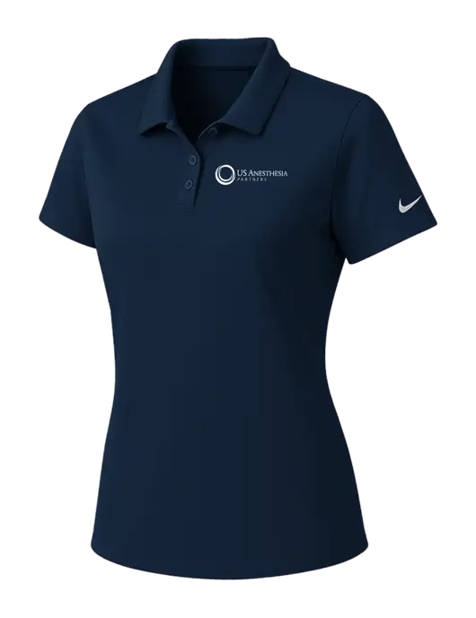 Nike Womens Navy Dry Essential Solid Polo w/US Anesthesia Partners Logo
