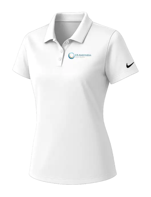 Nike Womens White Dry Essential Solid Polo w/US Anesthesia Partners Logo