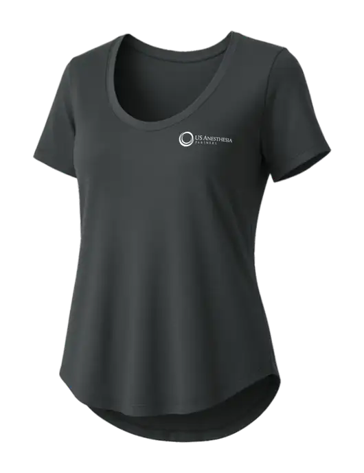 Mercer+Mettle Womens Dark Grey Stretch Jersey Relaxed Scoop w/US Anesthesia Partners Logo