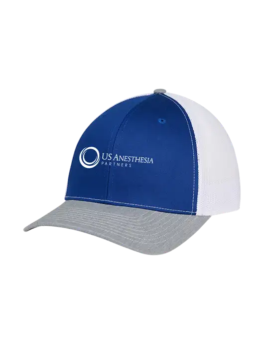 Richardson Adjustable Snapback Original 112 Trucker Cap Royal/HeatherGrey/White Mesh w/US Anesthesia Partners Logo