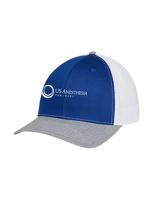Richardson Adjustable Snapback Original 112 Trucker Cap Royal/HeatherGrey/White Mesh w/US Anesthesia Partners Logo