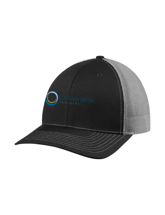 Richardson Adjustable Snapback Original 112 Trucker Cap Black w/Charcoal Mesh w/US Anesthesia Partners Logo