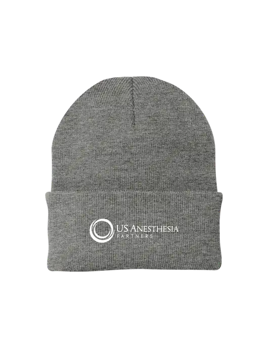 Medium Grey Heather Knit Cap w/US Anesthesia Partners Logo