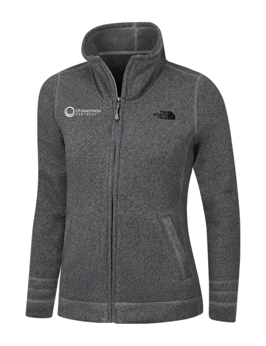 North Face Womens Medium Grey Heather Sweater Fleece Jacket w/US Anesthesia Partners Logo
