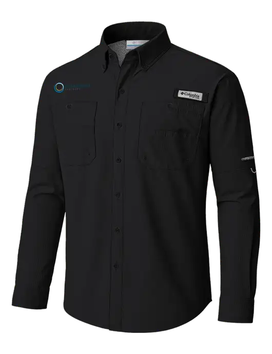 Columbia Black PFG Tamiami II Long SleeveShirt w/US Anesthesia Partners Logo