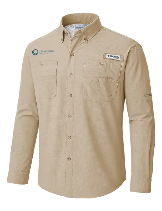 Columbia Fossil PFG Tamiami II Long SleeveShirt w/US Anesthesia Partners Logo
