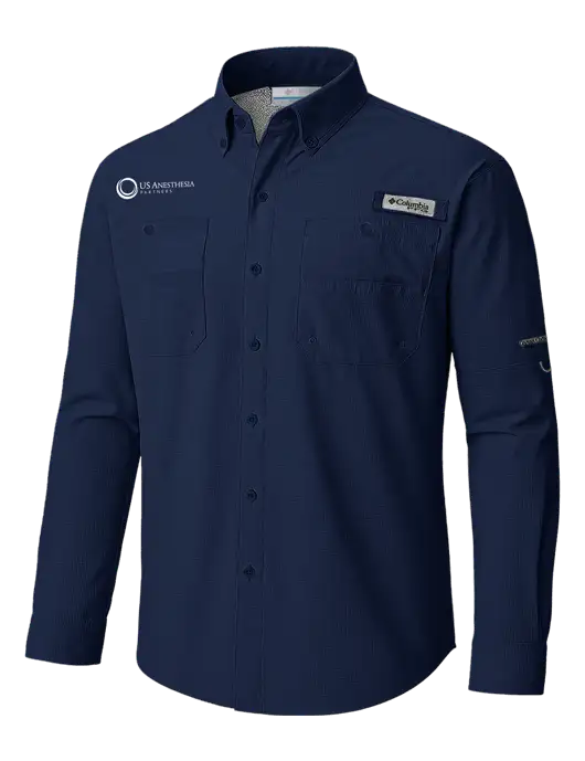 Columbia Navy PFG Tamiami II Long SleeveShirt w/US Anesthesia Partners Logo
