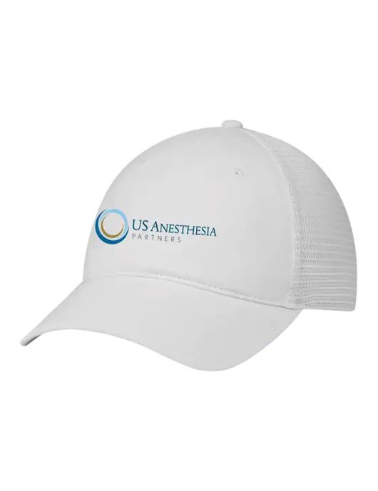 Richardson 111 Garment Washed Trucker Cap White w/White Mesh w/US Anesthesia Partners Logo