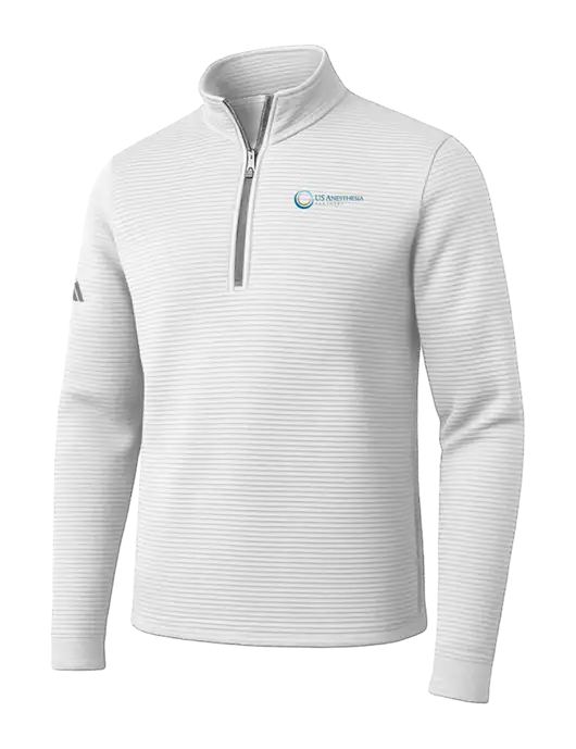 Adidas White Spacer Quarter-Zip Pullover w/US Anesthesia Partners Logo