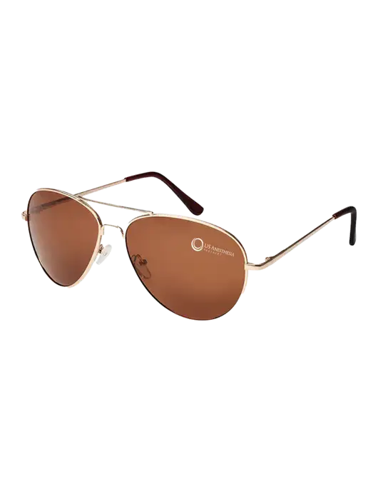 Aviator Coffee Brown with Gold Sunglasses  w/US Anesthesia Partners Logo