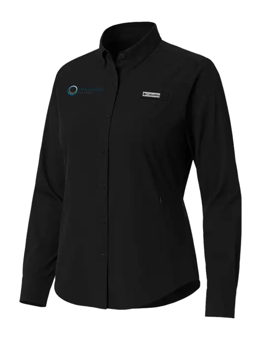 Columbia Black Womens PFG Tamiami II Long Sleeve Shirt w/US Anesthesia Partners Logo